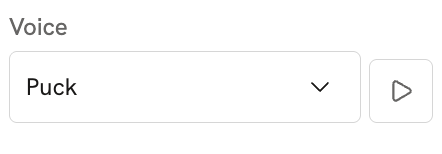 The play button next to the selected voice, for hearing a sample
